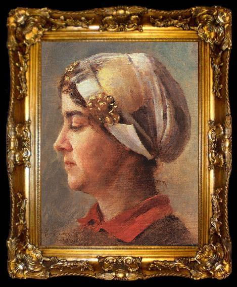 framed  Theodore Robinson Woman in a White Cap, ta009-2